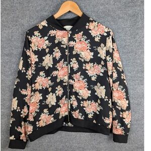 Love Spell XL Floral Bomber Jacket Black Pink Sheer Whimsigoth Dark Fairy y2k